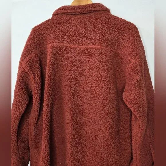 Women's 32 Degrees Heat Cozy Shirt Jacket Rust Orange Red Color Size M/L - Picture 7 of 8